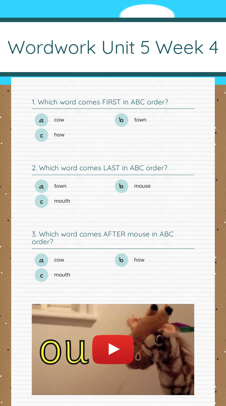 Wordwork Unit 5 Week 4 worksheet preview