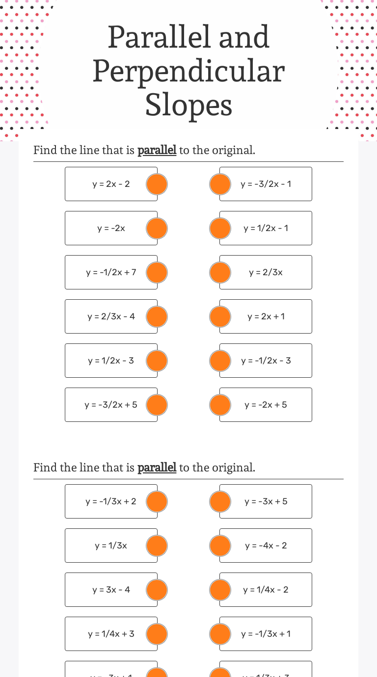 Parallel And Perpendicular Slopes Interactive Worksheet By Angela Daugherty Wizerme 5135