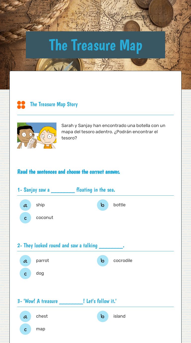 The Treasure Map worksheet preview image