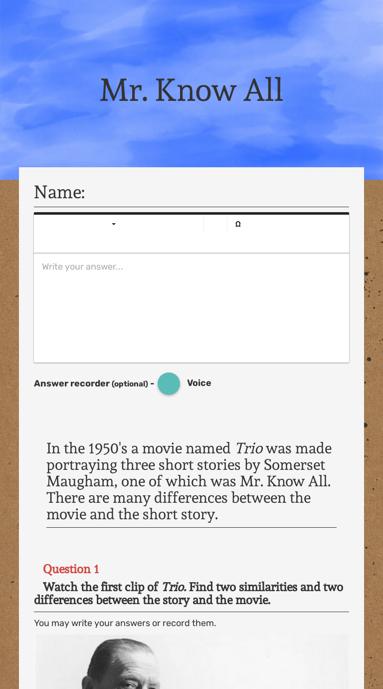 Mr. Know All worksheet preview image