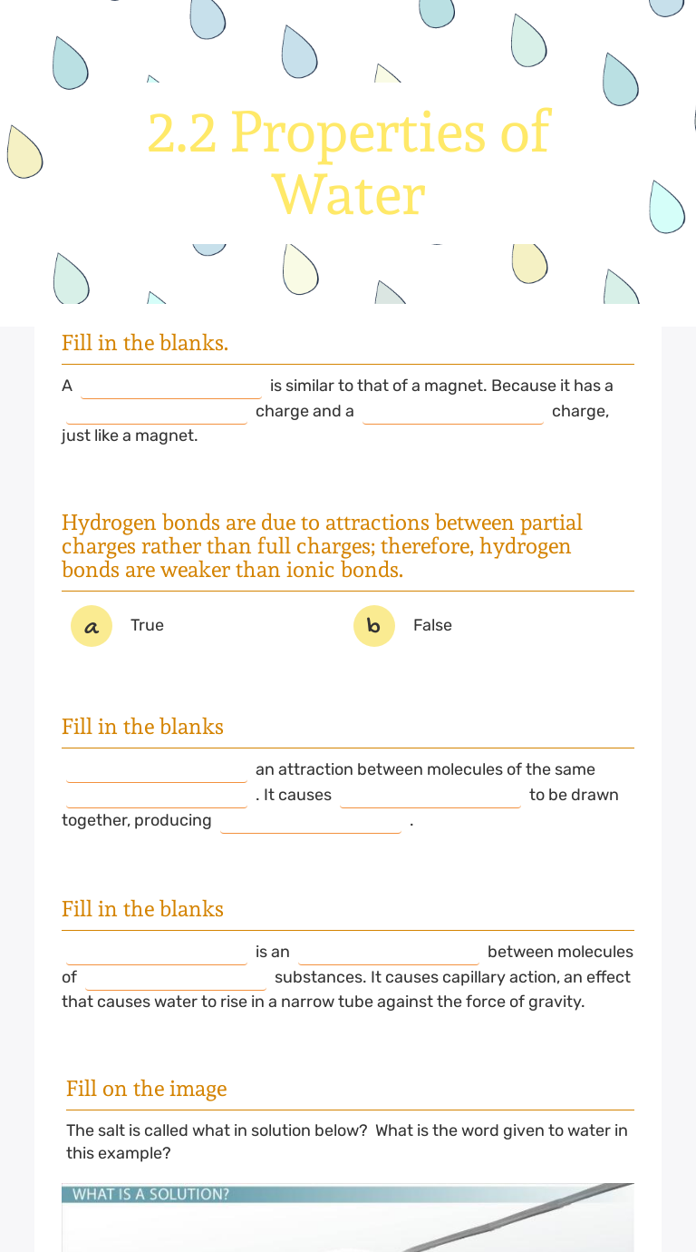 2 2 Properties of Water Interactive Worksheet by Sarah Nafees Wizer me