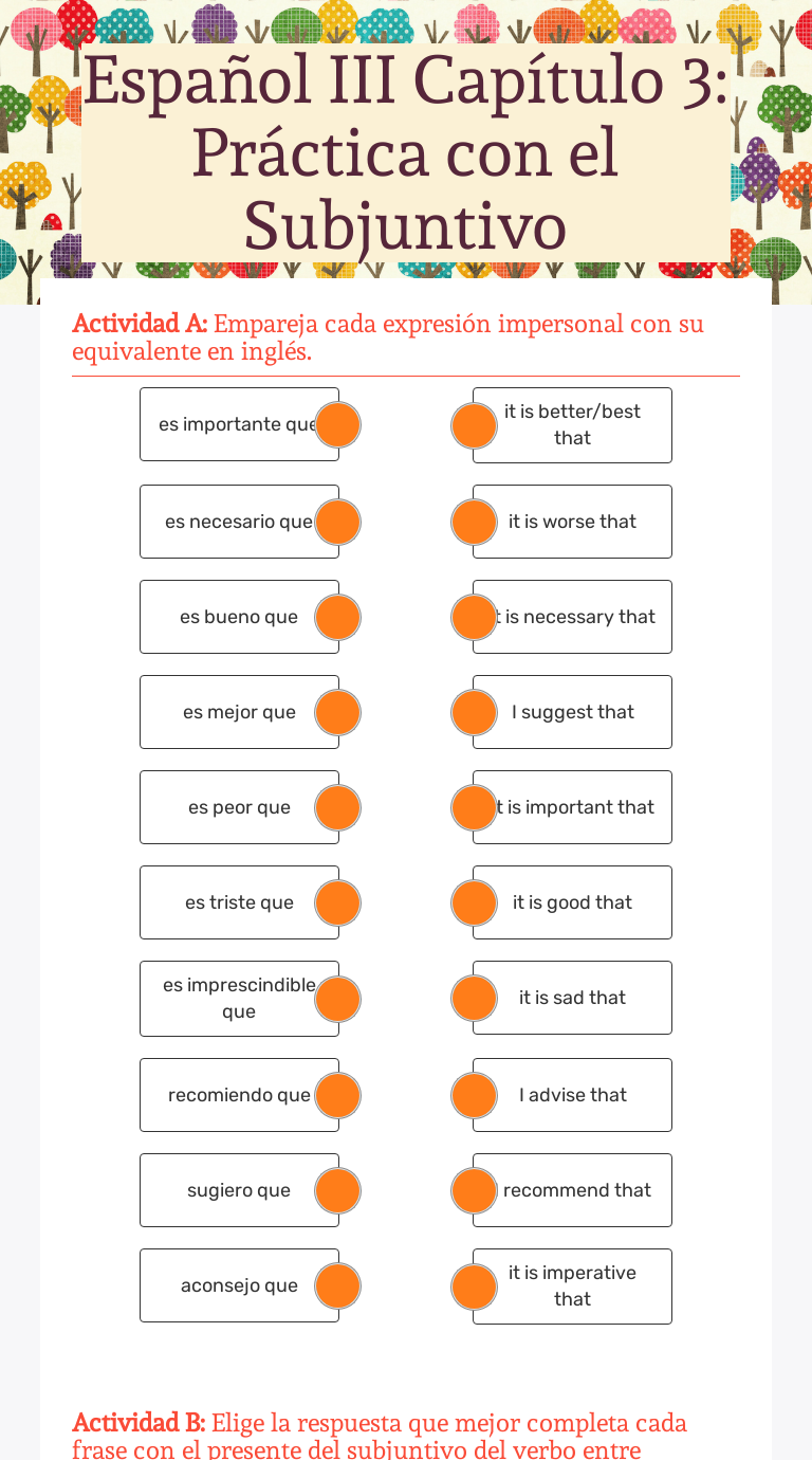 Español III Capítulo 3: Práctica Con El Subjuntivo | Interactive ...