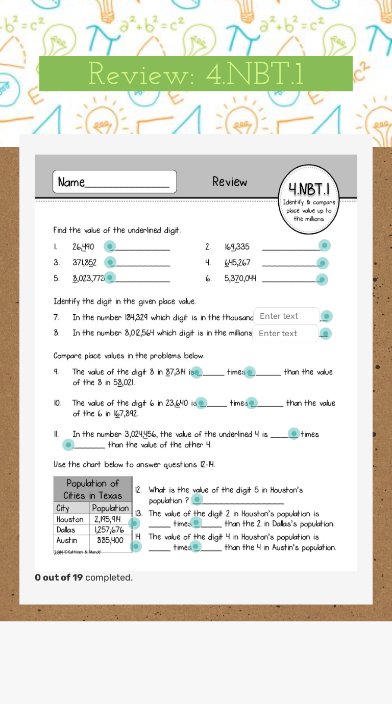 Review: 22.NBT.22  Interactive Worksheet by Melissa Cumby  Wizer.me In 4 Nbt 1 Worksheet