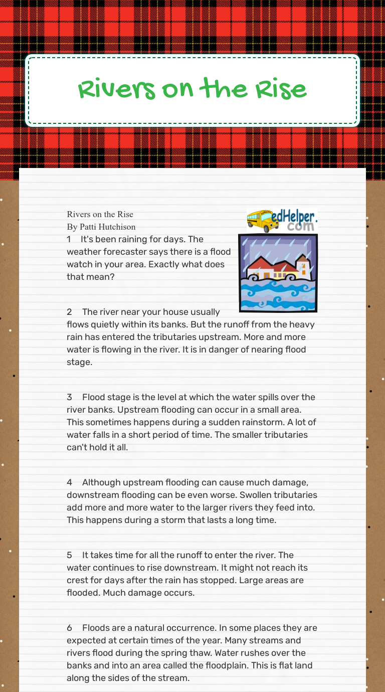 Rivers on the Rise  Interactive Worksheet by Samantha Jones In Before The Flood Worksheet