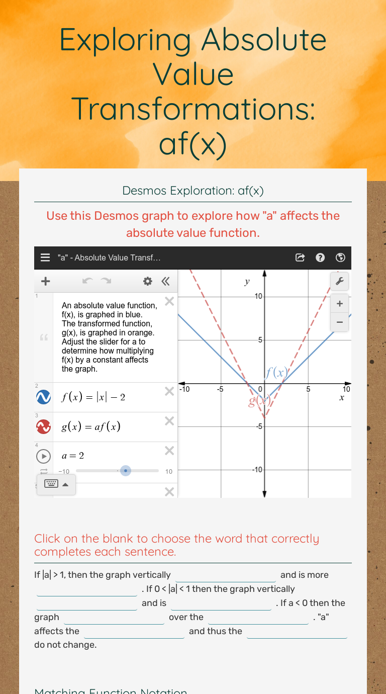 Exploring Absolute Value Functions Desmos Answer Key