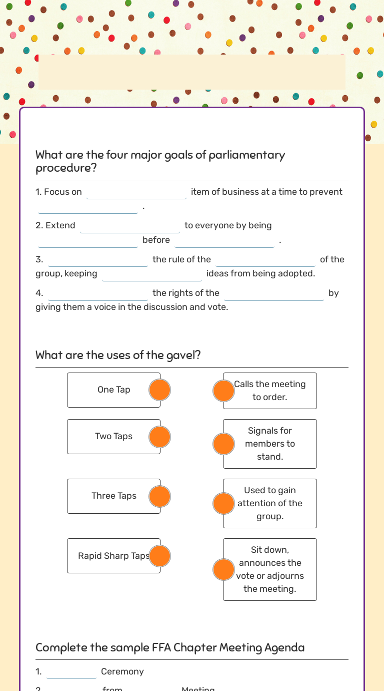 Parliamentary Procedure worksheet preview image