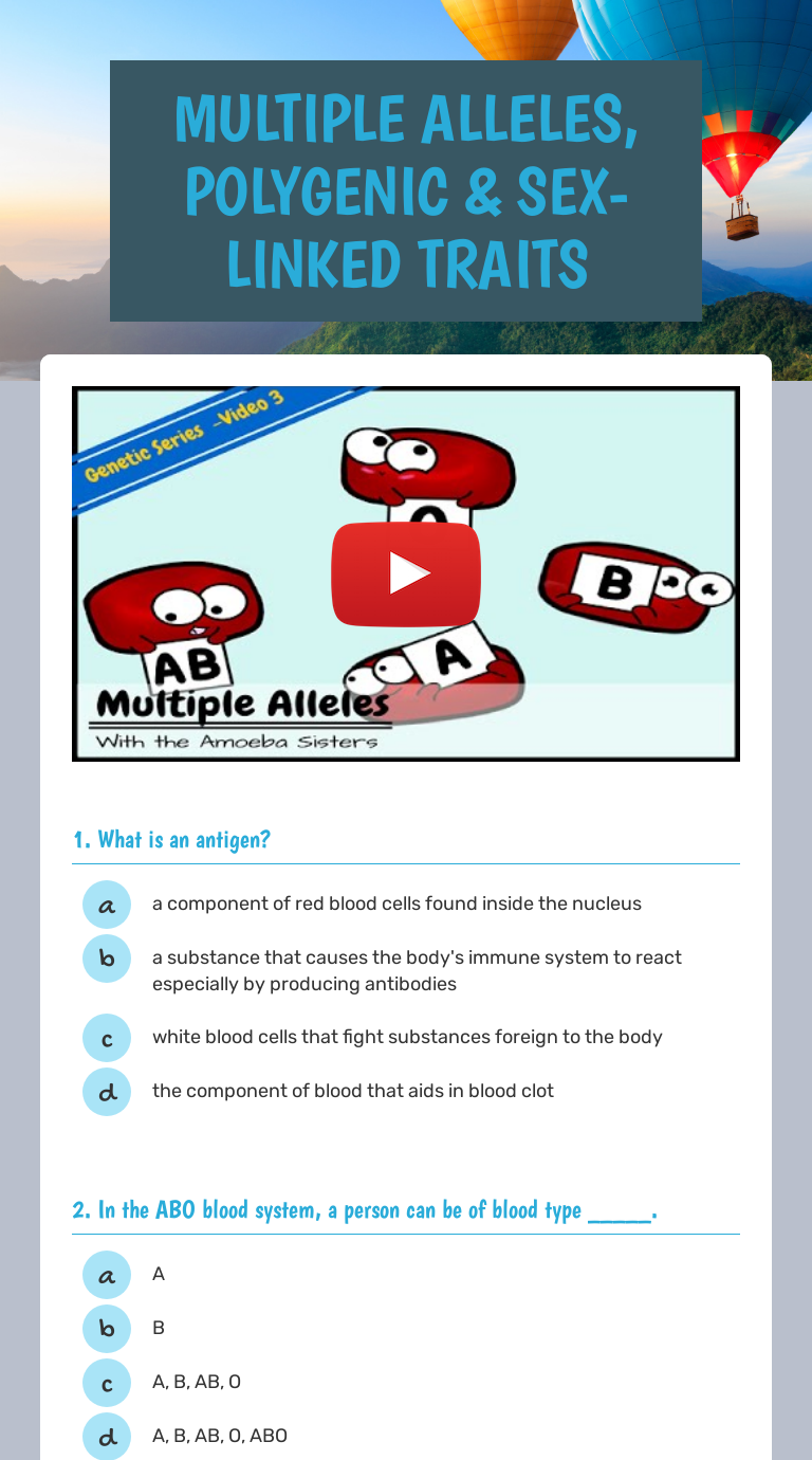 Multiple Alleles Polygenic Sex Linked Traits Interactive Worksheet By Chris Perry Wizer Me