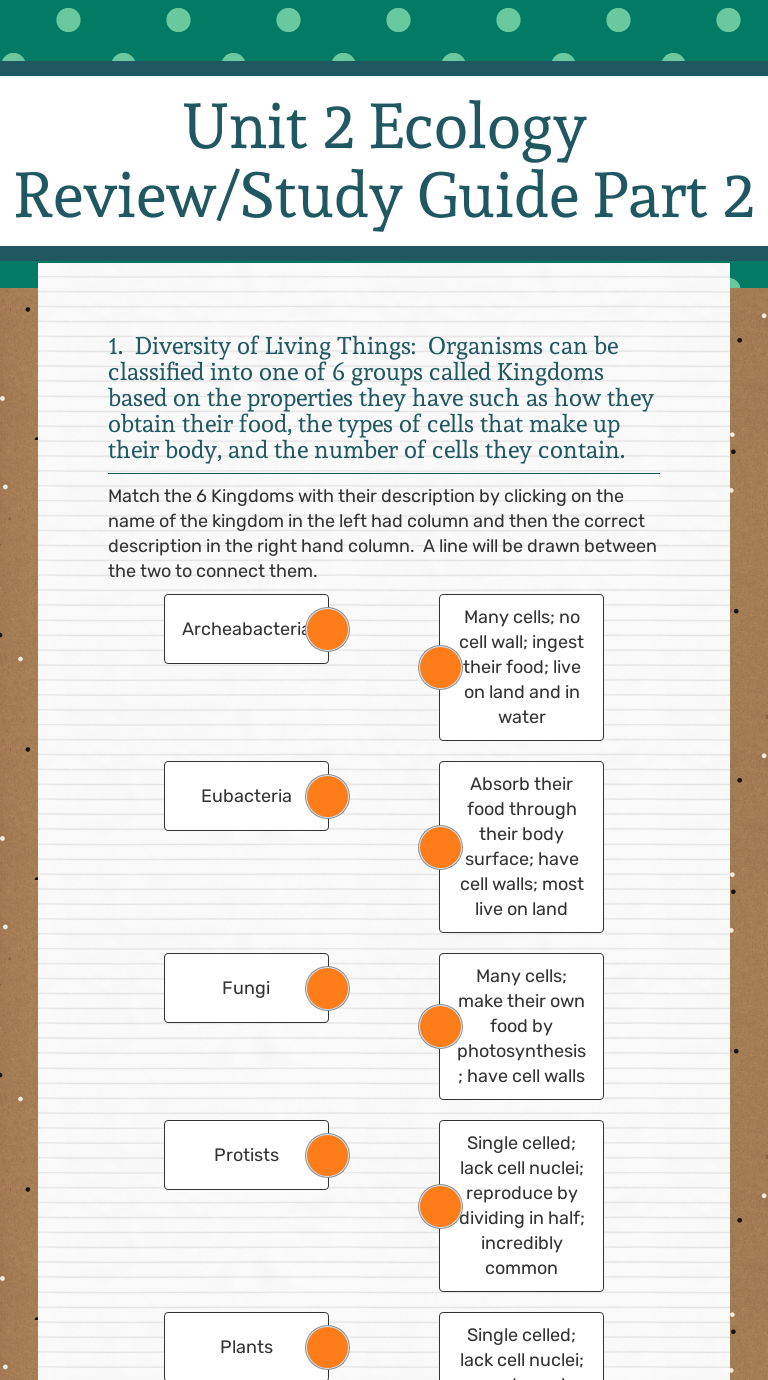 Unit 2 Ecology Review/Study Guide
Part 2 worksheet preview image