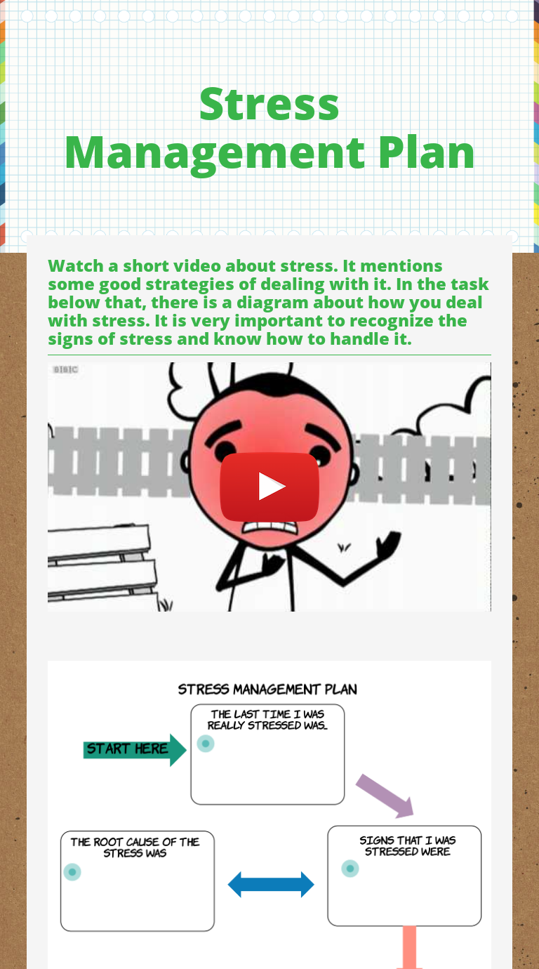 Stress Management Plan Grade 10 worksheet preview