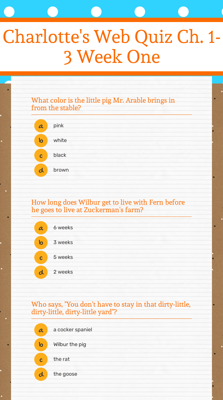 Printable Charlotte's  Questions And Answers Pdf