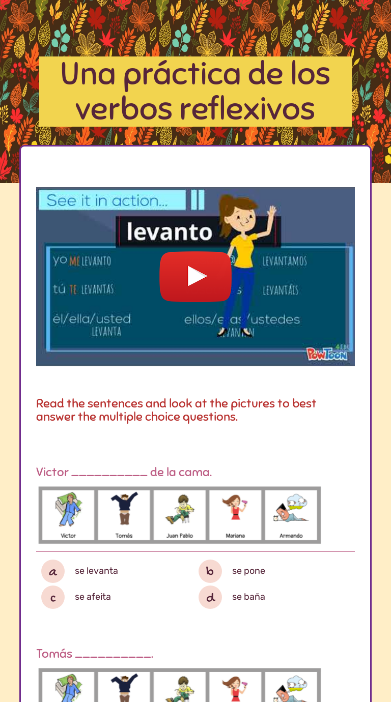 Una Práctica De Los Verbos Reflexivos | Interactive Worksheet By Lauren ...