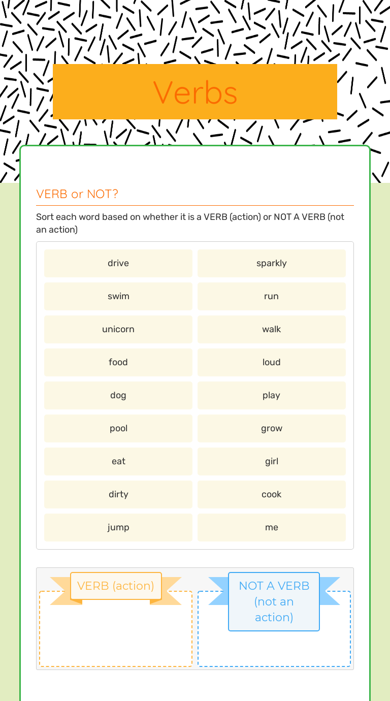 Verbs worksheet preview image