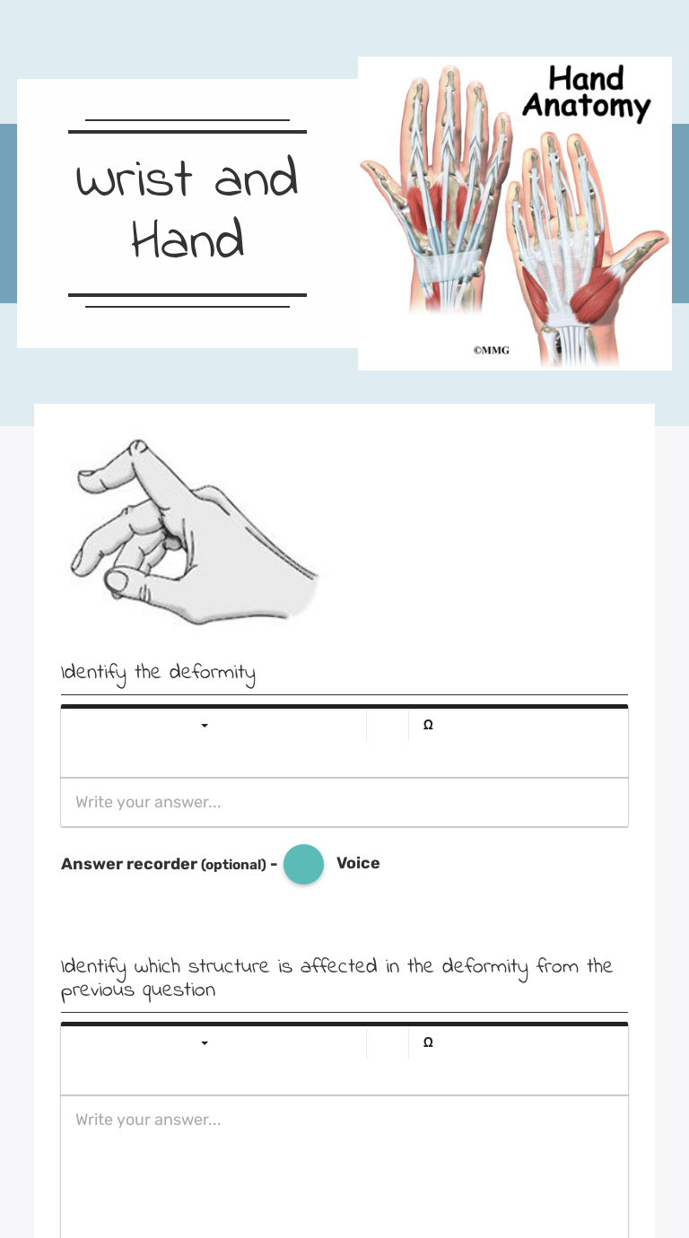 Wrist and Hand worksheet preview image