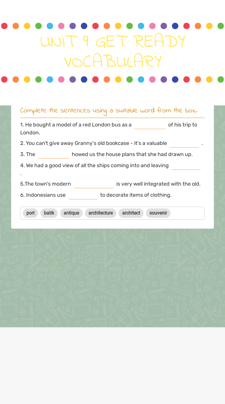 UNIT 9 GET READY VOCABULARY worksheet preview image