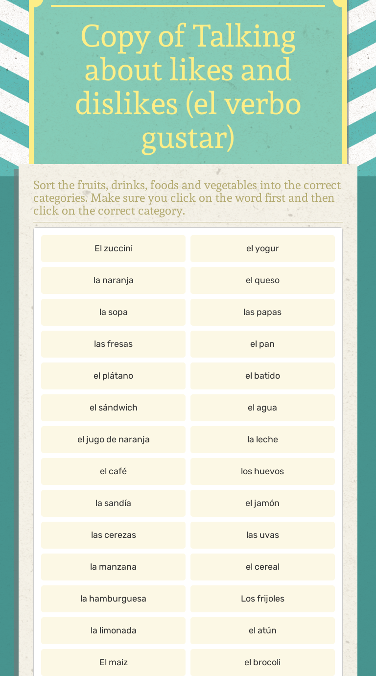 Copy Of Talking About Likes And Dislikes El Verbo Gustar Interactive Worksheet By Jennifer