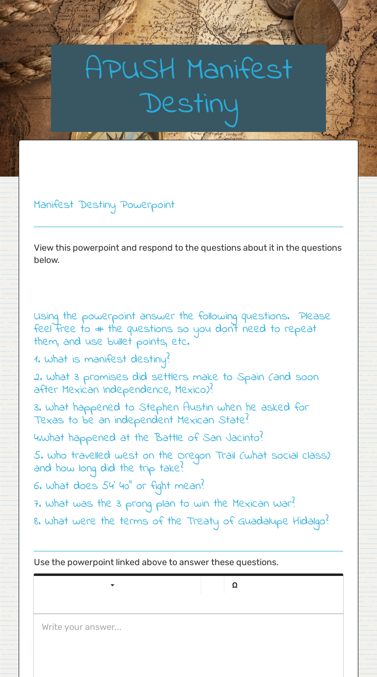 Apush Manifest Destiny Interactive Worksheet By Heidi Kabadi Wizer Me