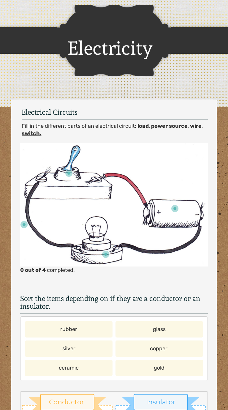 Electricity Interactive Worksheet by Patricia Purcell Wizer.me