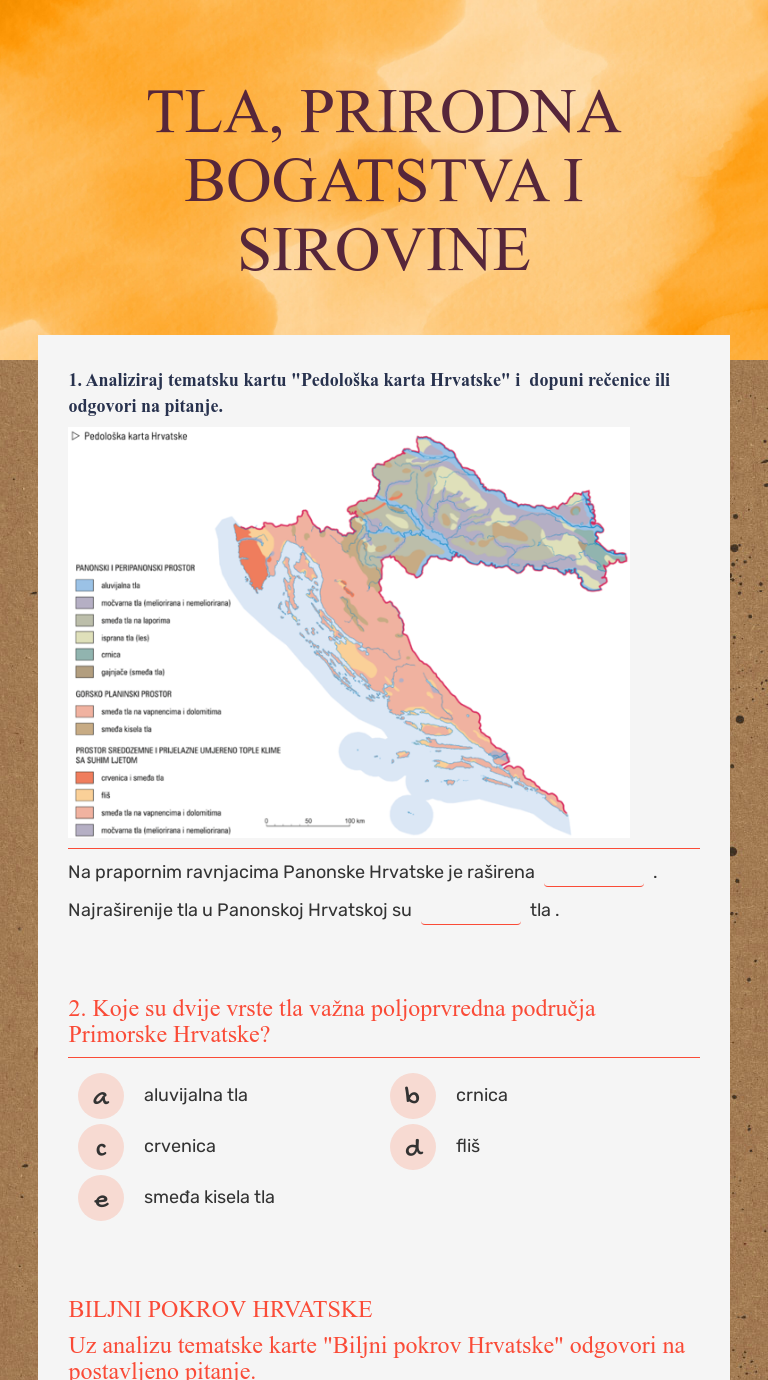 Tla Prirodna Bogatstva I Sirovine Interactive Worksheet By Ljiljana Stanfelj Wizer Me