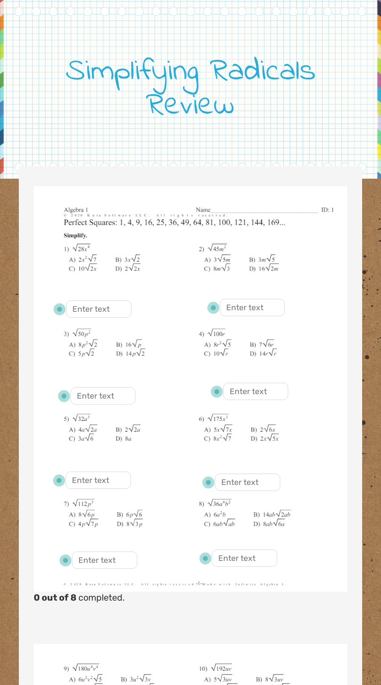 unit 6 homework 10 simplifying radicals answer key