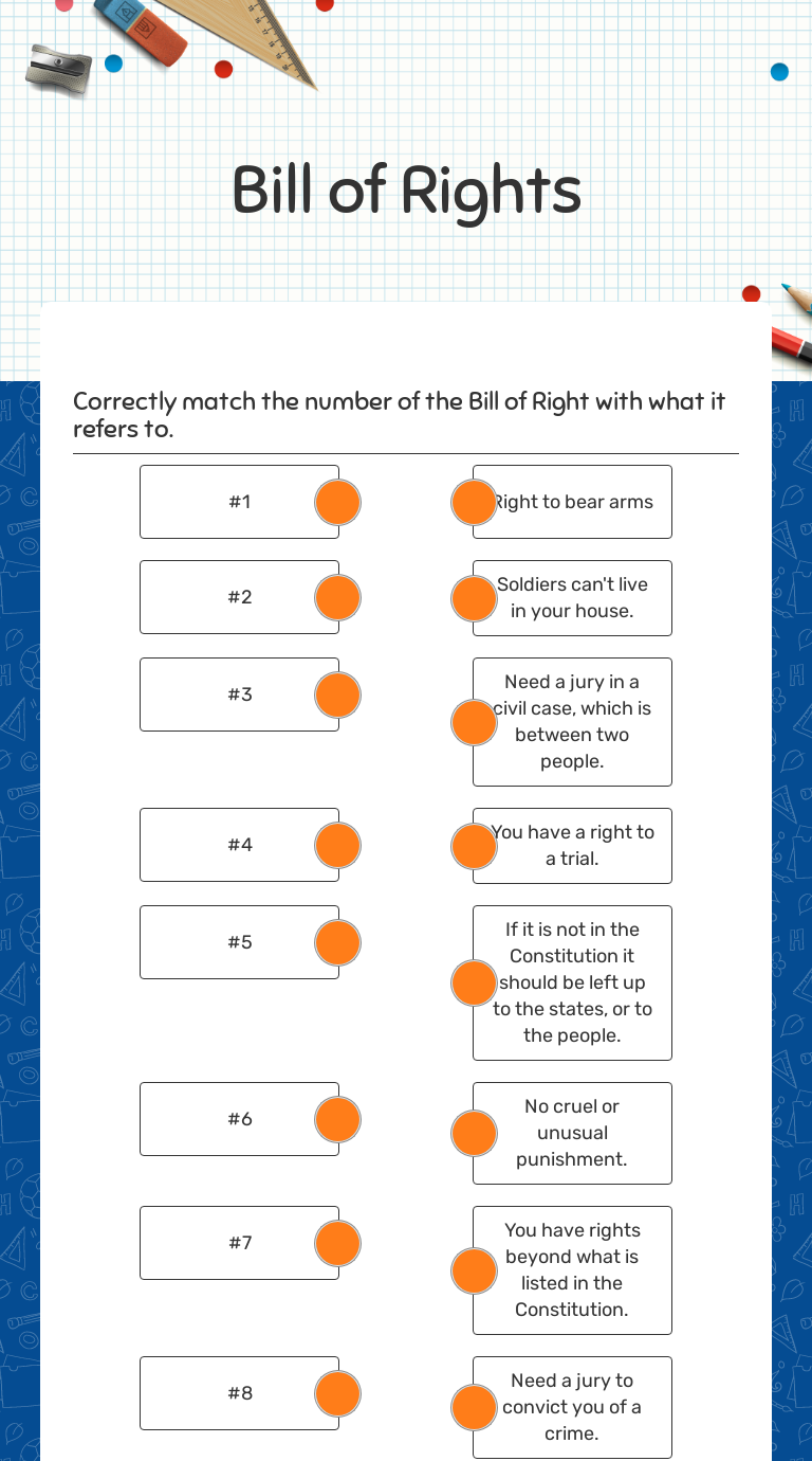 Bill of Rights | Interactive Worksheet by Charles Hanosek | Wizer.me