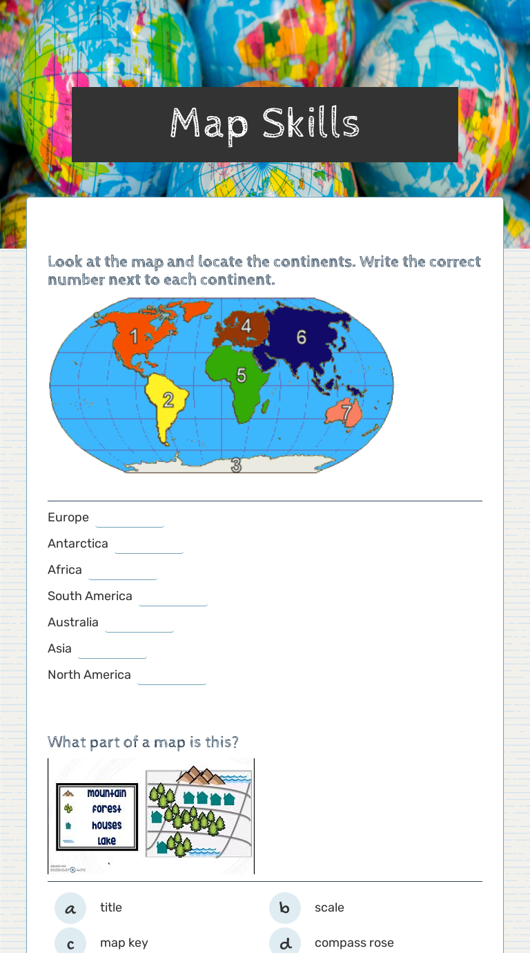 Map Skills Grade 3 worksheet preview