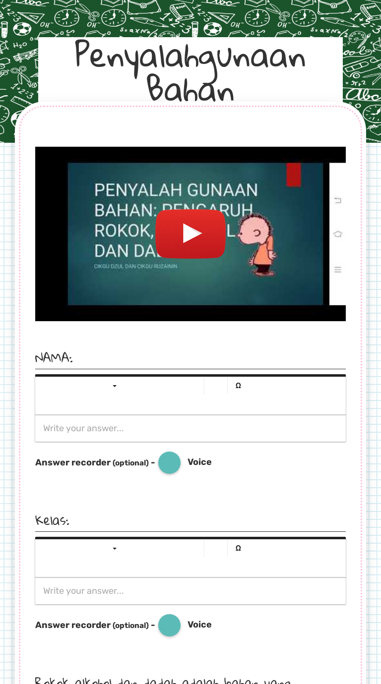 Penyalahgunaan Bahan worksheet preview image