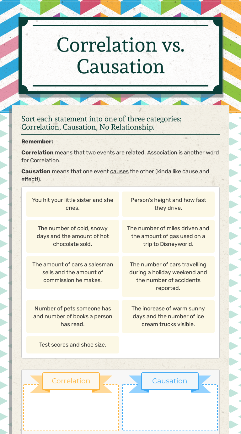 Correlation vs. Causation   Interactive Worksheet by Jennifer With Correlation Vs Causation  Worksheet