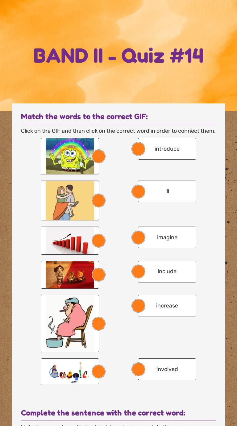 BAND II - Quiz #14 worksheet preview image