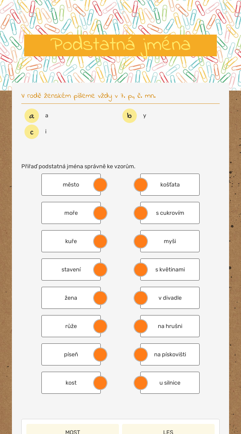 Podstatná jména worksheet preview image