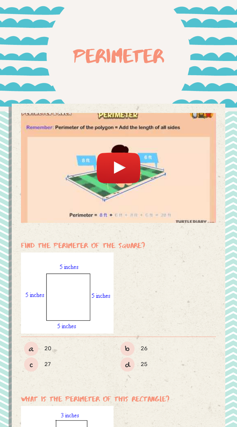 Perimeter worksheet preview image