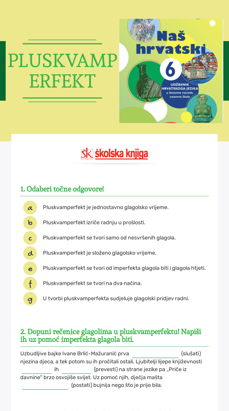 PLUSKVAMPERFEKT Grade 6 worksheet preview