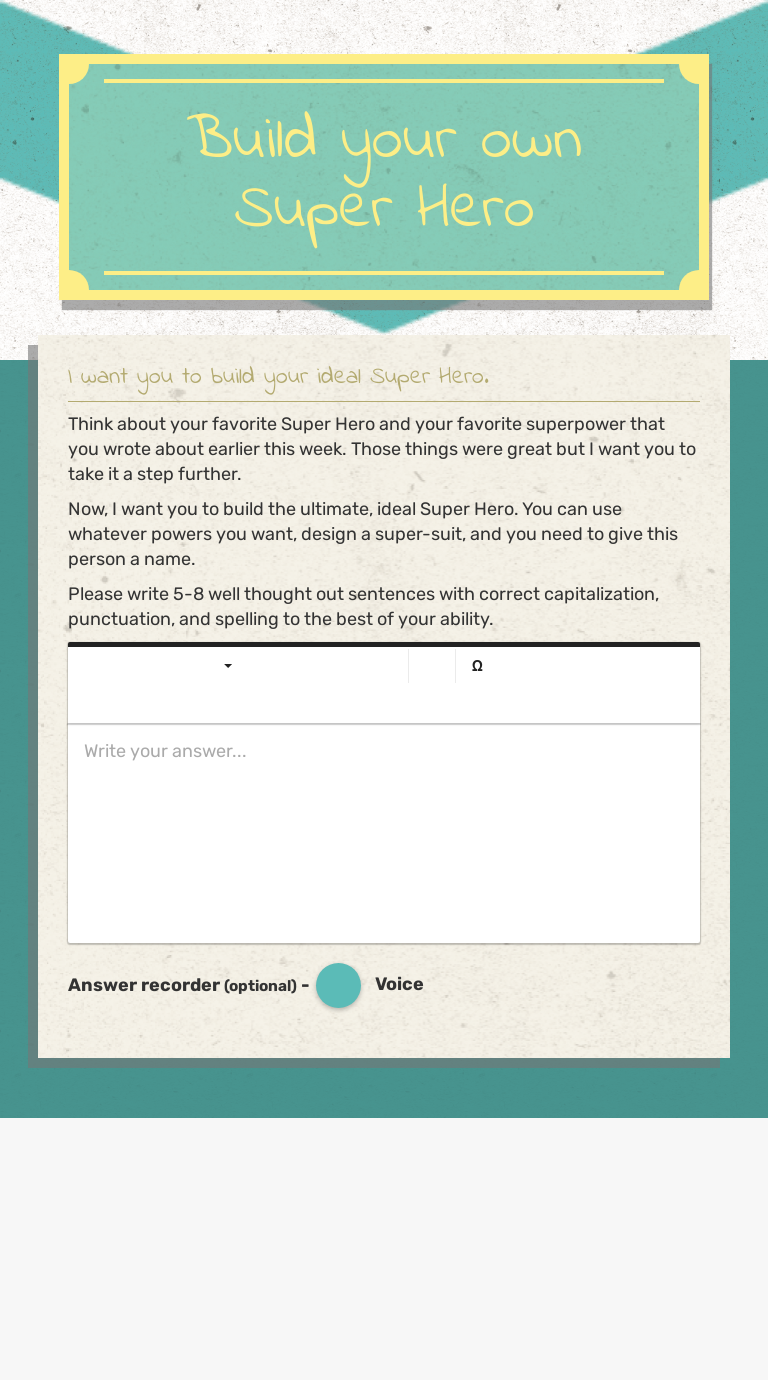 Build your own Super Hero worksheet preview image