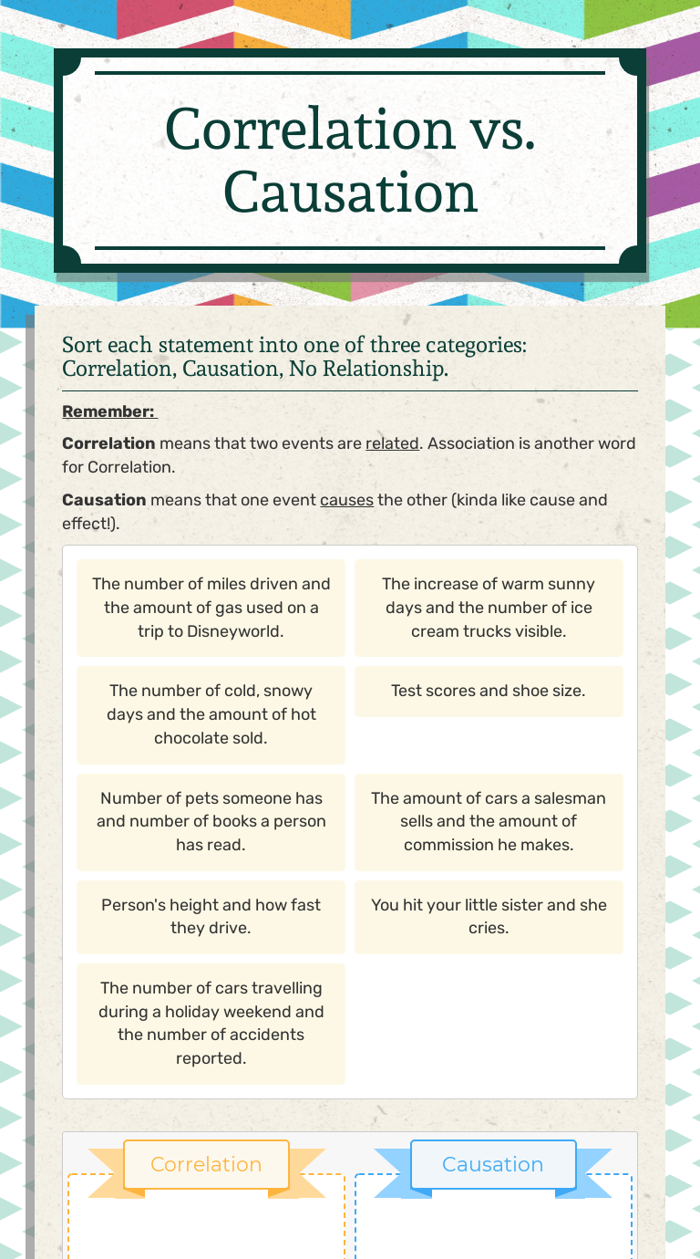 Causation Vs Correlation Worksheet