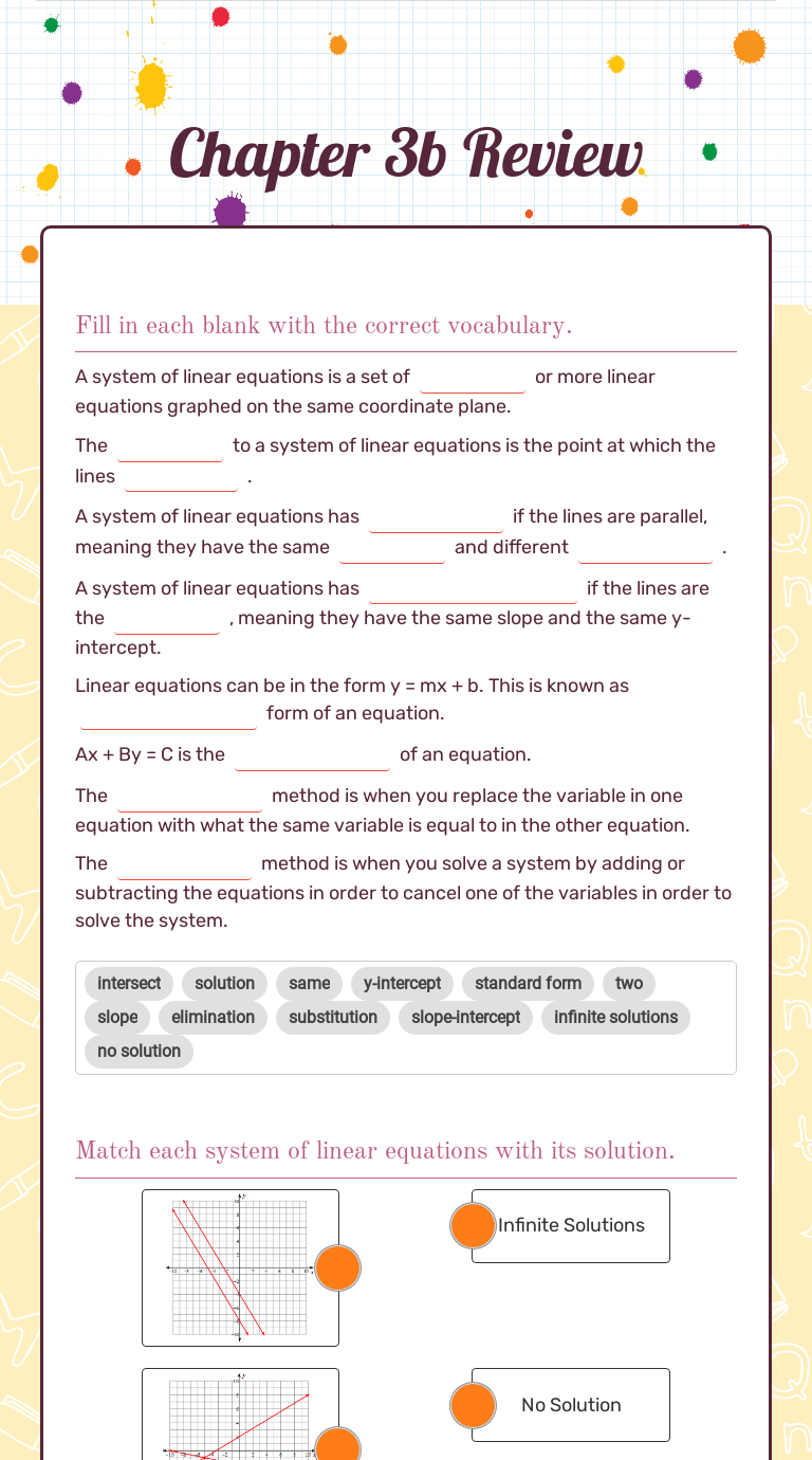 Chapter 3b Review | Interactive Worksheet By Courtney Kelley | Wizer.me