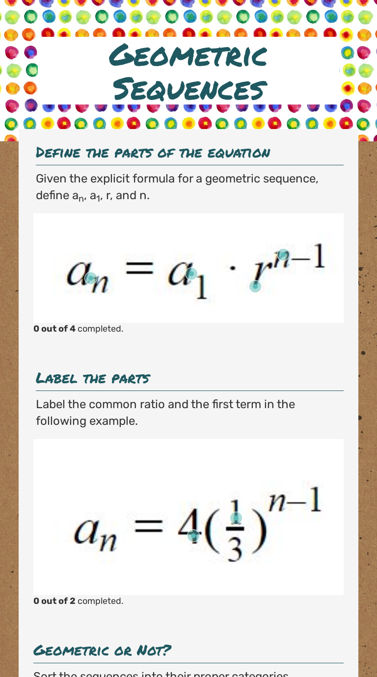 Geometric Recursive And Explicit Worksheet : Sequences As Functions ...