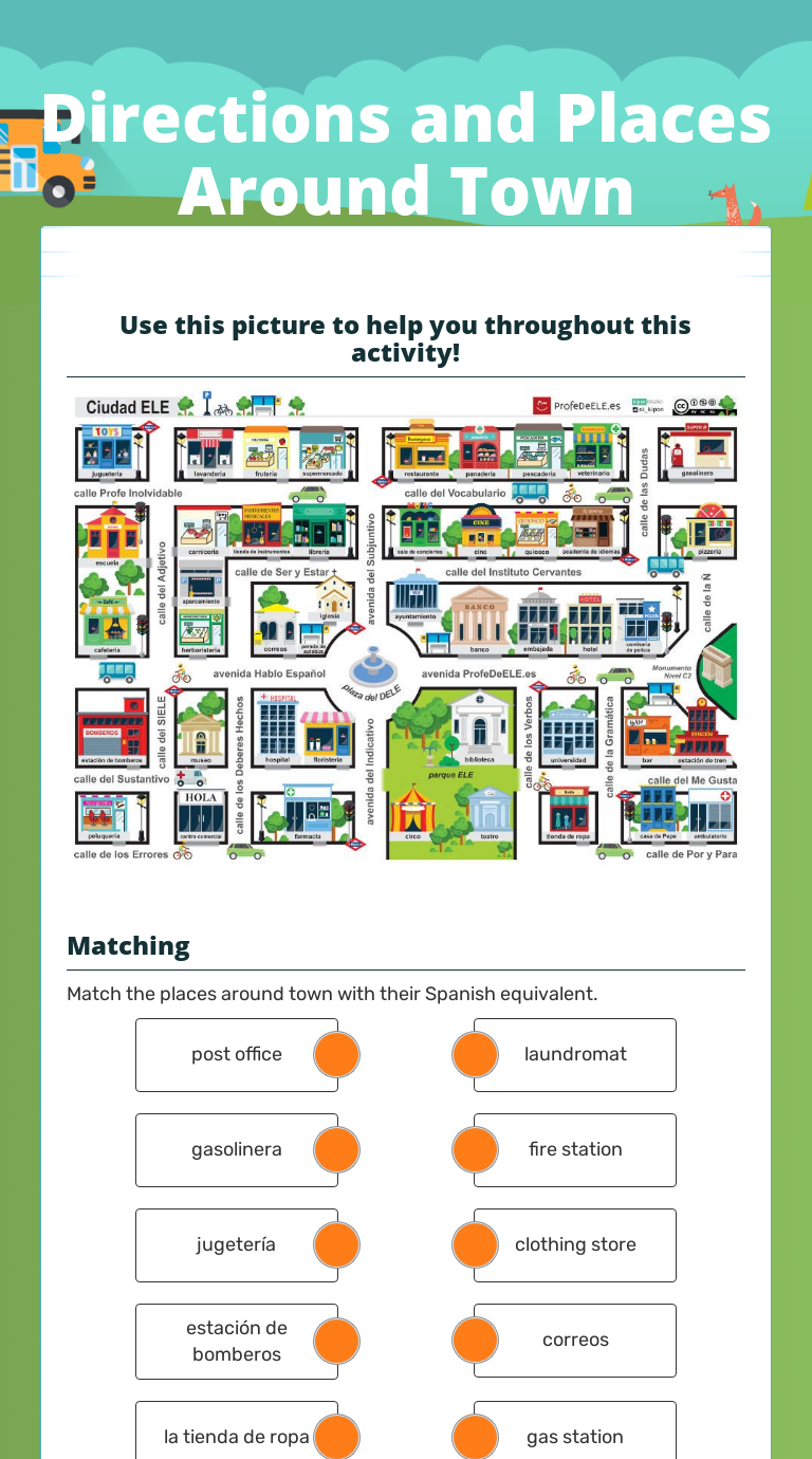 Directions and Places Around Town | Interactive Worksheet by Mitchell ...