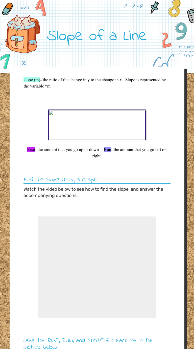 Slope of a Line | Interactive Worksheet by Meghann Urewicz | Wizer.me
