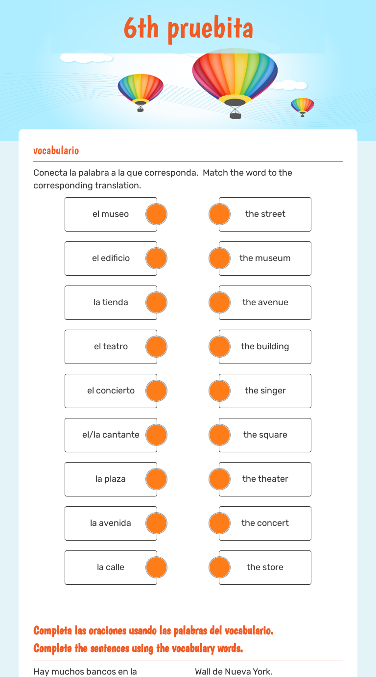 6th pruebita worksheet preview image