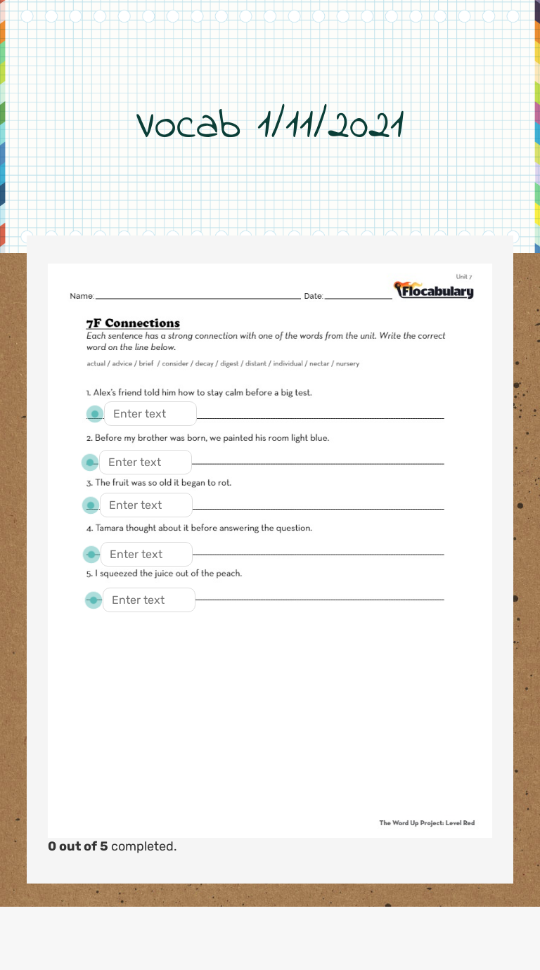 Vocab 1/11/2021 worksheet preview image