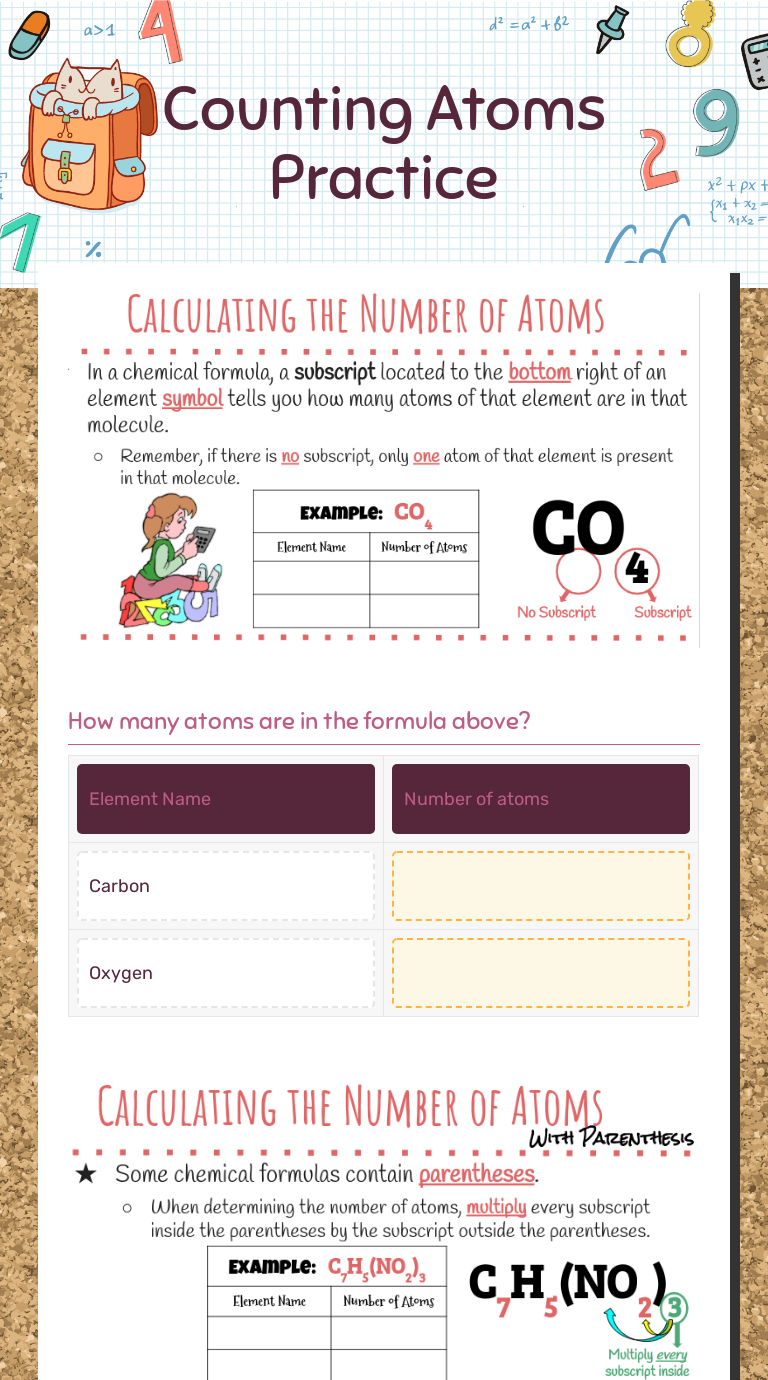Counting Atoms Practice Interactive Worksheet by Dena Johnson Wizer me Counting Atoms Practice Interactive Worksheet by Dena Johnson Wizer me
