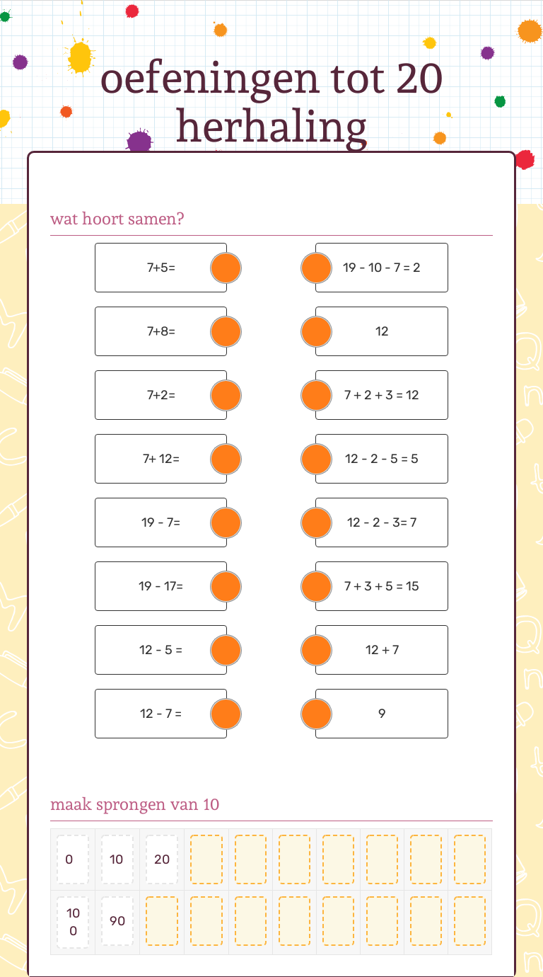 oefeningen-tot-20-herhaling-interactive-worksheet-by-ilse-lefebvre