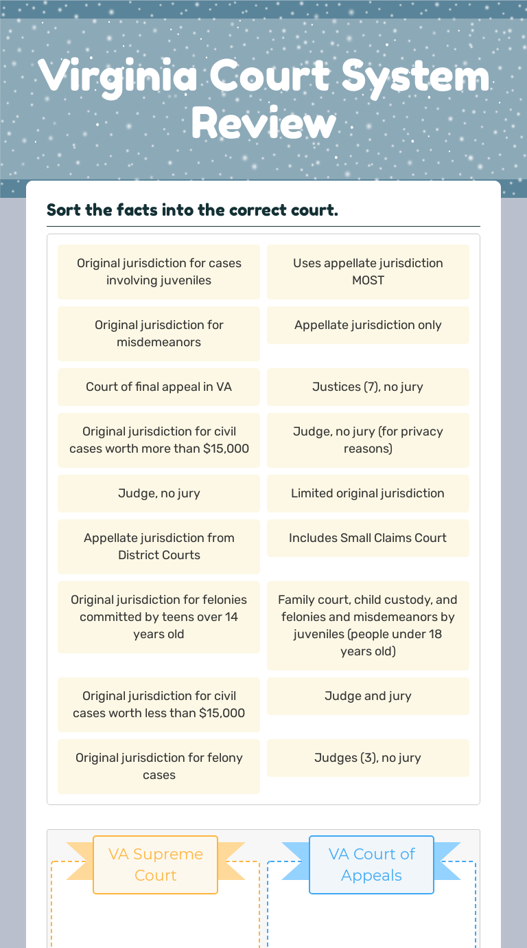 Virginia Court System Review | Interactive Worksheet By Myra Hicks ...