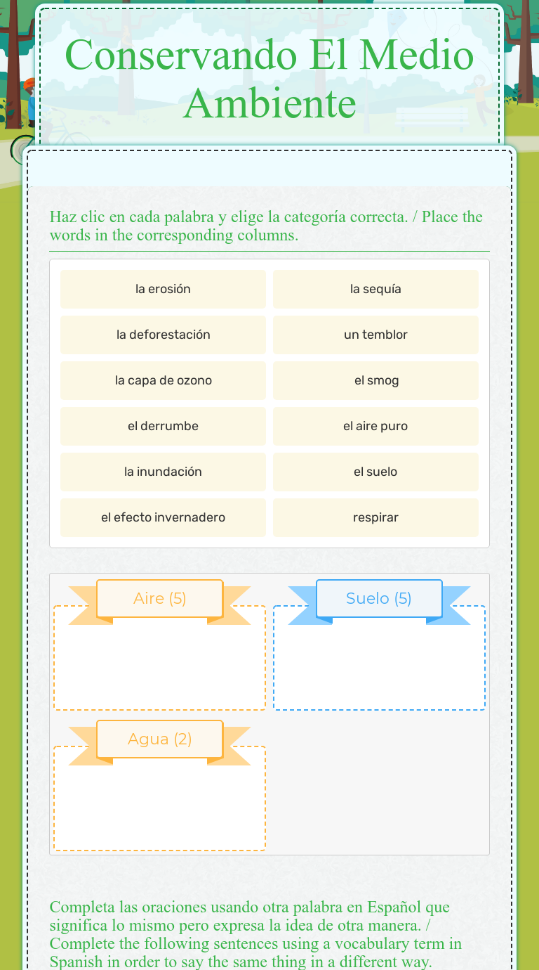 Conservando El Medio Ambiente Interactive Worksheet By Catherine Demarco Wizerme 4743