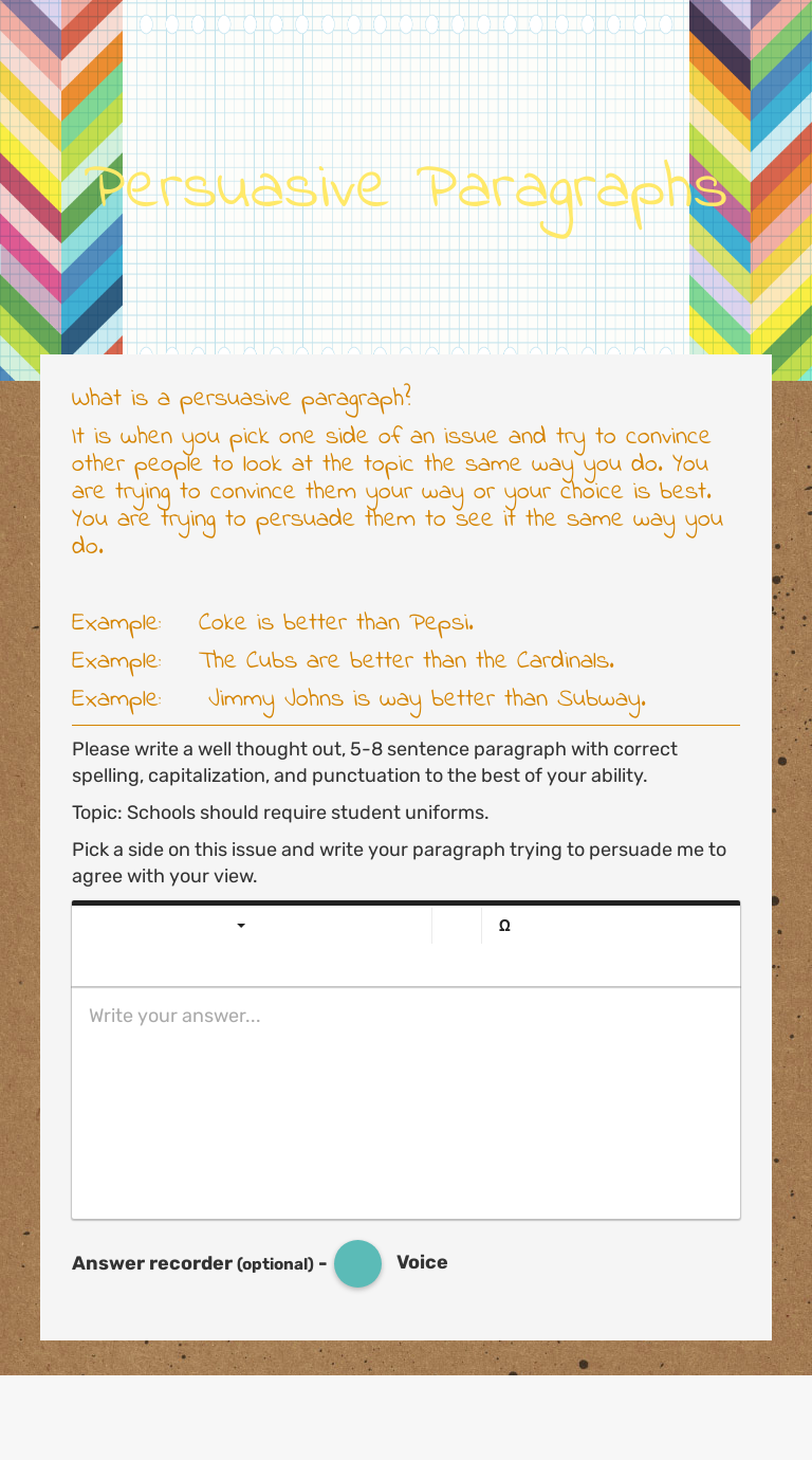 Persuasive Paragraphs worksheet preview image