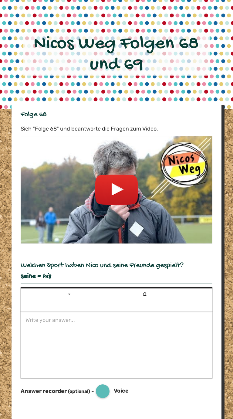 Nicos Weg Folgen 68 und 69 worksheet preview image