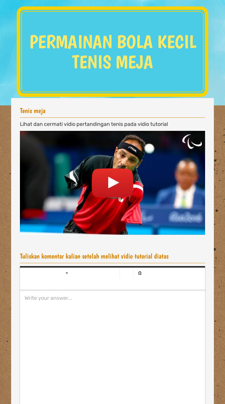 Permainan bola kecil 
tenis meja worksheet preview image