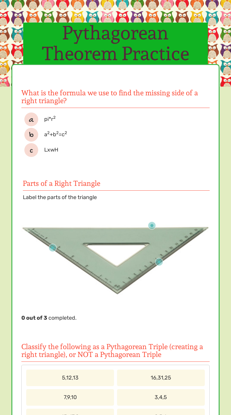 Pythagorean Theorem Practice Interactive Worksheet By Robin Parker Wizer Me