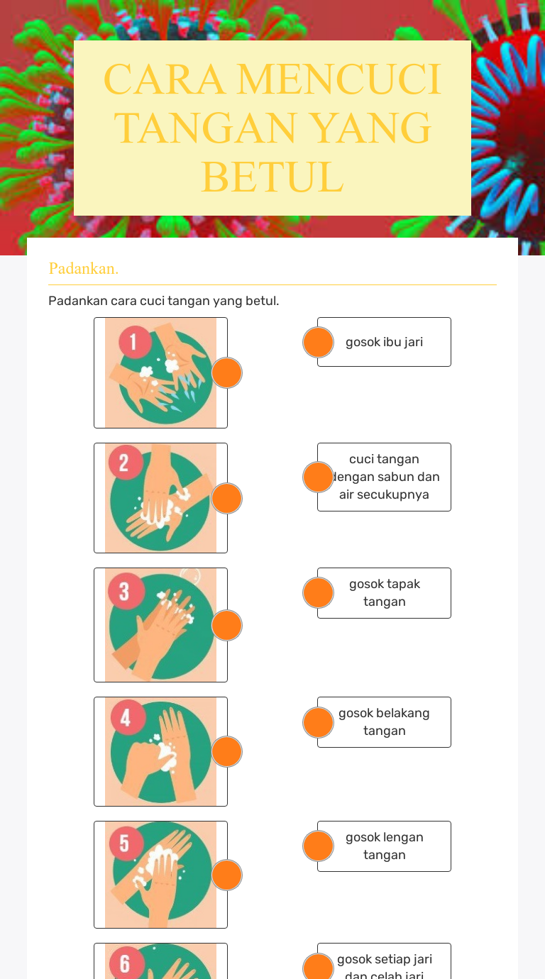 Cara Mencuci Tangan Yang Betul Interactive Worksheet By Mohana Visvanathan Wizer Me