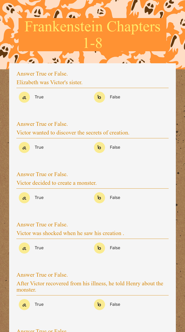 Frankenstein Chapters 18 Interactive Worksheet by Noa Broshi Wizer.me