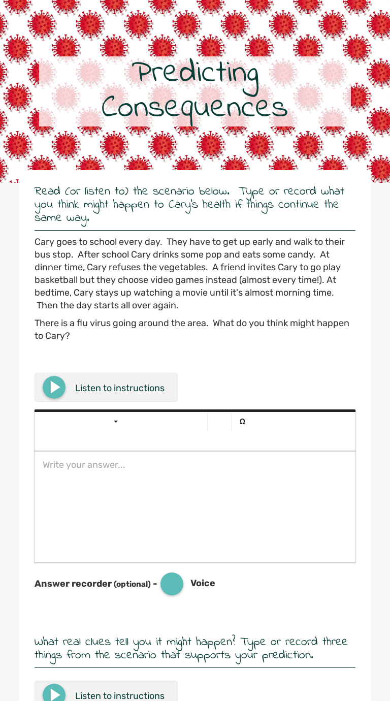Predicting Consequences worksheet preview image